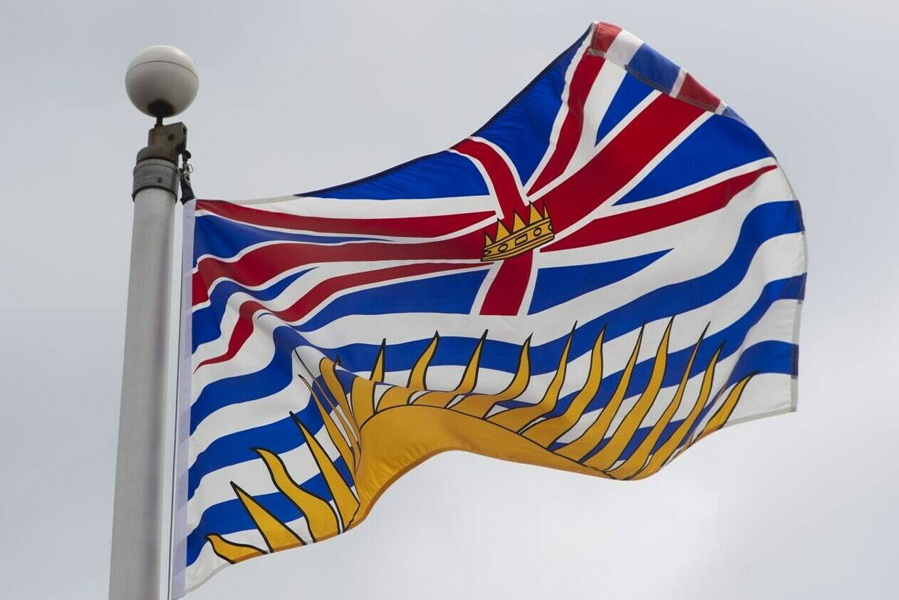 British Columbia’s provincial flag flies on a flag pole in Ottawa, Friday July 3, 2020. A British Columbia coroner’s jury will begin hearing evidence today into the death of an Indigenous teenager at a group home in the Fraser Valley. THE CANADIAN PRESS/Adrian Wyld