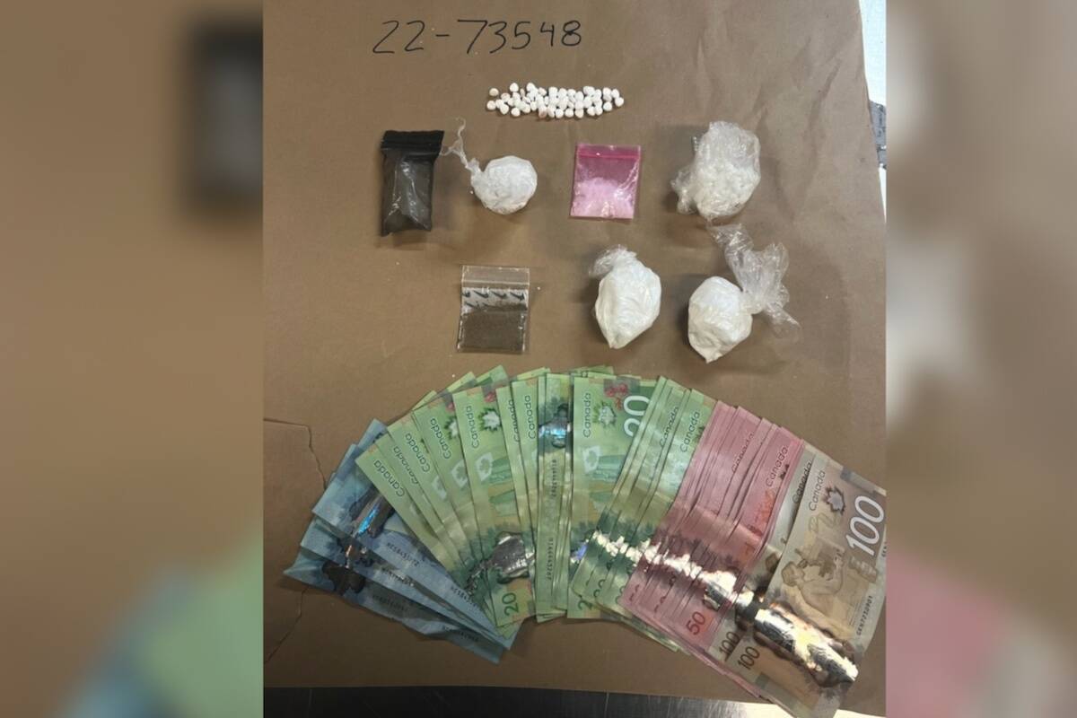 Drugs and cash were seized at a Nov. 26, 2022 traffic stop in Kelowna. (RCMP/Submitted)
