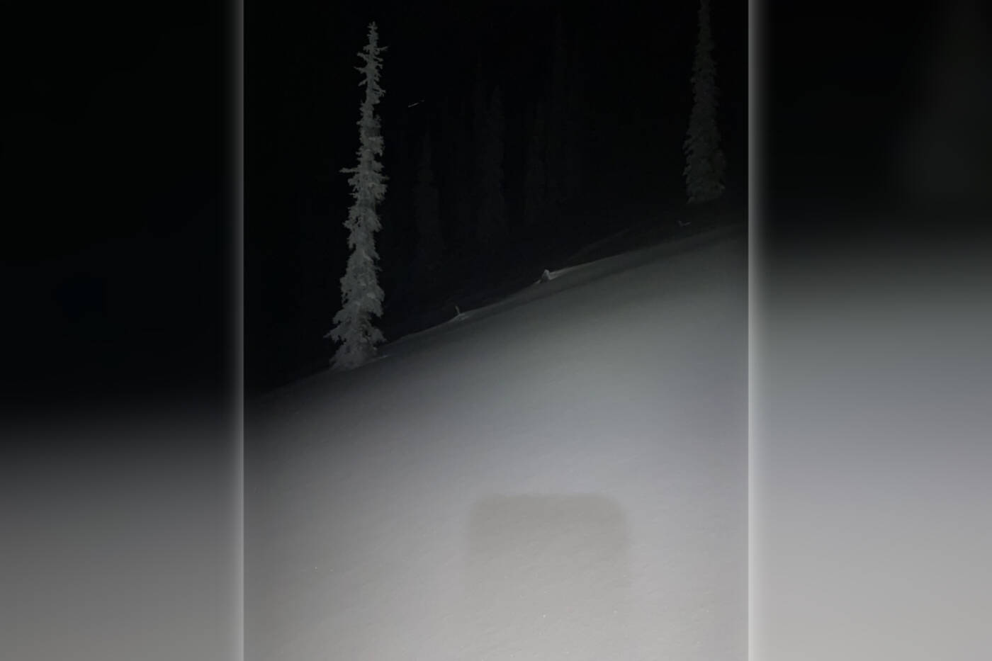 A skier was trapped for close to five hours on a "dark and cold night" east of Apex on Saturday before he was rescued. (Penticton Search and Rescue)
