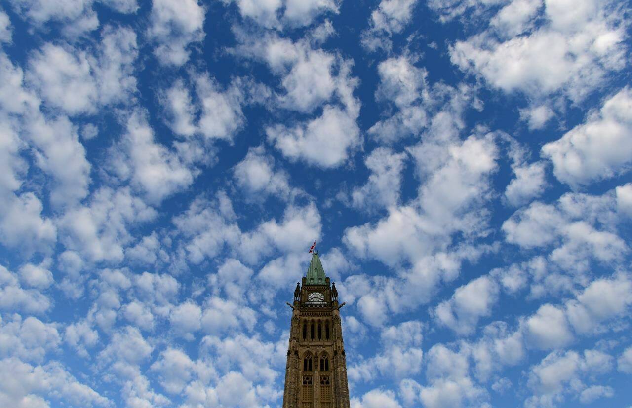 The Peace Tower is seen on Parliament Hill in Ottawa on Nov. 5, 2013. Canada’s climate adaptation strategy is underfunded and does not clearly lay out how its targets align with the country’s top climate change risks, a new report says. THE CANADIAN PRESS/Sean Kilpatrick