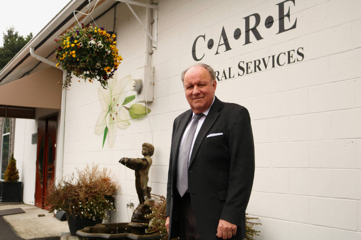 William Buckley, owner of CARE Funeral Services, has had his licence suspended for not meeting reporting requirements, according to Consumer Protection BC. (Bailey Moreton/News Staff)