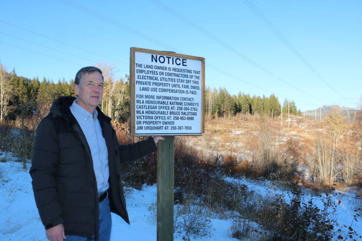 Pend d’Oreille property owner Jim Urquhart gets about $500 per year for two transmission lines running through his back yard. Photo: Jim Bailey