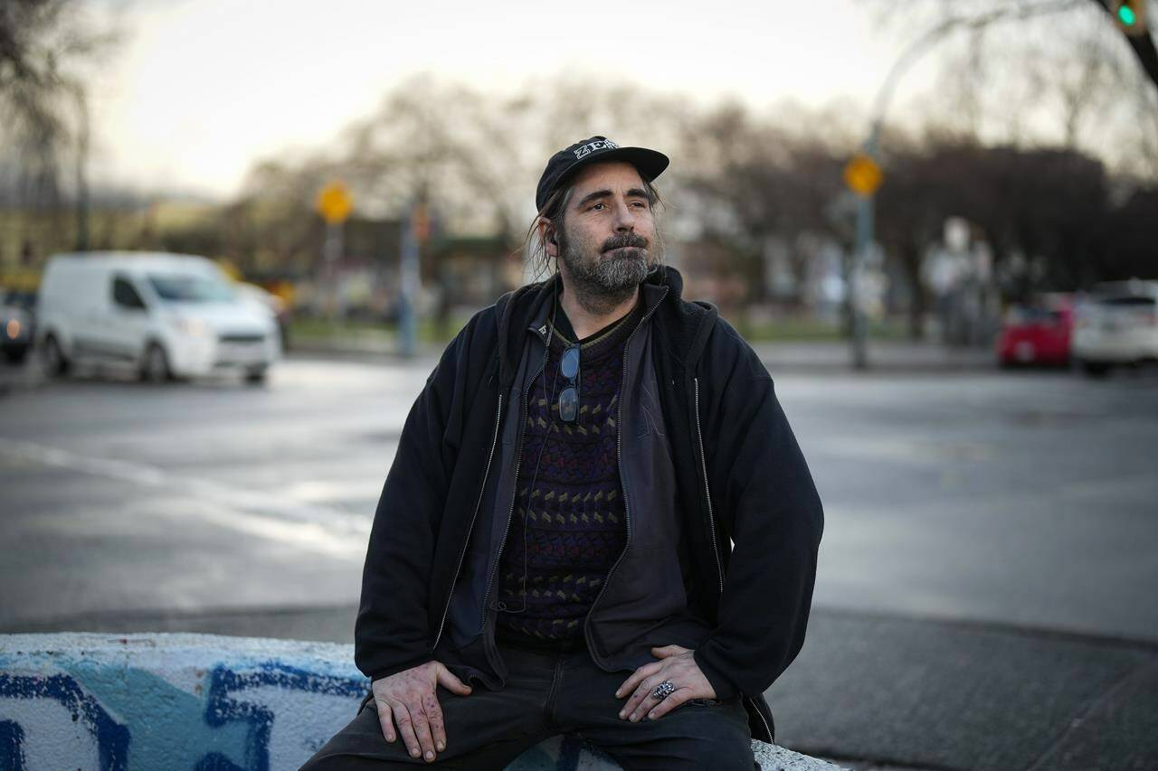 Brian O’Donnell, of the B.C. Association of People on Opioid Maintenance, poses for a photograph in the Downtown Eastside of Vancouver, on Friday, December 30, 2022. THE CANADIAN PRESS/Darryl Dyck