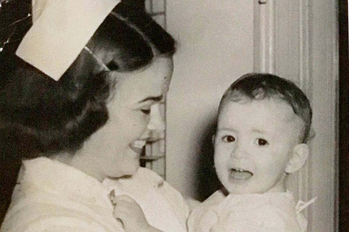 “Miracle Baby” Selma Murray is seen with Prince Rupert Regional Hospital nurse after being rescued from the rubble of a devastating 1957 Mount Oldfield landslide that killed seven people. (Photo: Supplied)