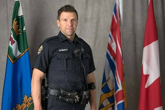 Const. Wade Tittemore poses in this undated handout photo. Tittemore, who died in an avalanche in southeastern B.C. on Jan. 9, has been posthumously promoted to detective for his dedication and commitment as an officer. Photo: City of Nelson