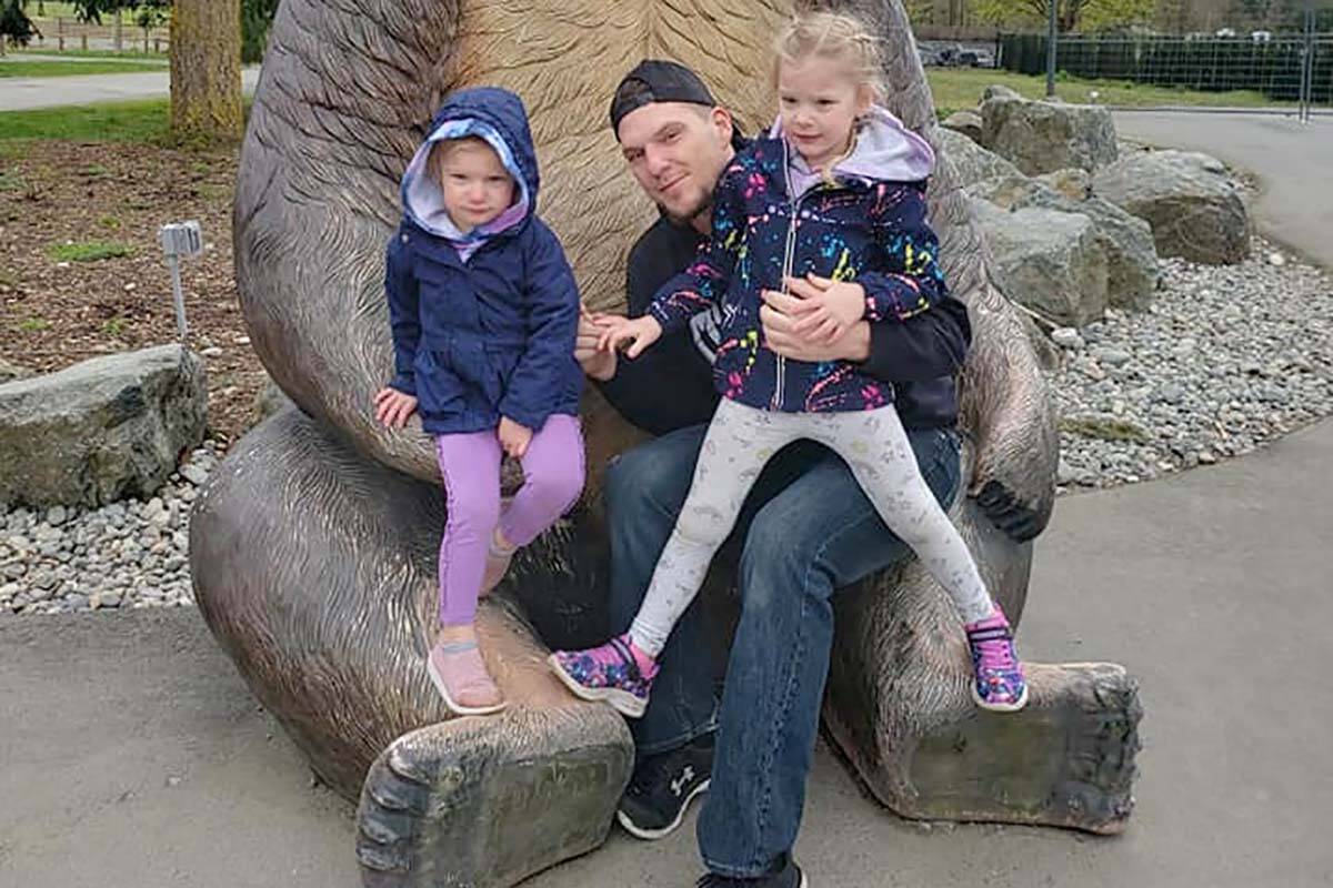 Tyler Wiebe was a devoted dad to his daughters Riley (left) and Harmony. Wiebe was fatally stabbed in Abbotsford on Sept. 1, 2022. (Facebook photo)