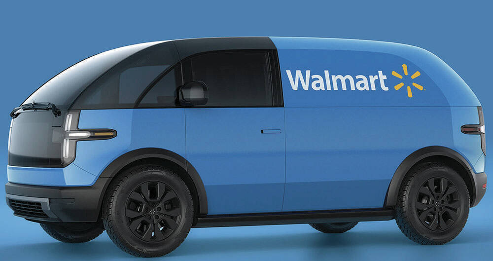 The Canoo Lifestyle Delivery Vehicles will be used by Walmart for “last mile deliveries.” Both companies are based in Bentonville, Ark. PHOTO: WALMART