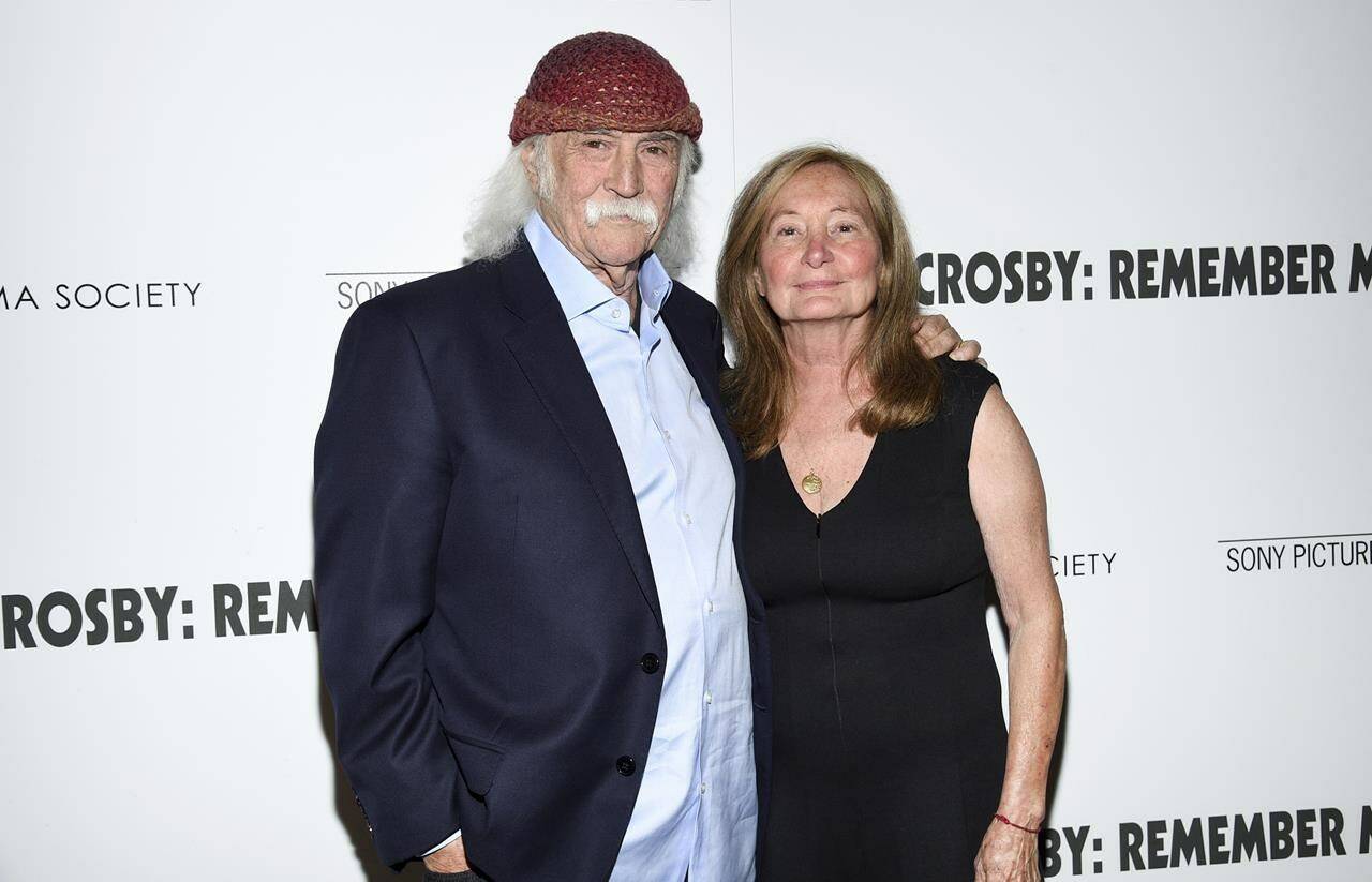 FILE - Musician David Crosby and wife Jan Dance attend a special screening of “David Crosby: Remember My Name,” hosted by Sony Pictures Classics and The Cinema Society, at The Roxy Cinema, Tuesday, July 16, 2019, in New York. Crosby, the brash rock musician who evolved from a baby-faced harmony singer with the Byrds to a mustachioed hippie superstar and an ongoing troubadour in Crosby, Stills, Nash & (sometimes) Young, has died at age 81. His death was reported Thursday, Jan. 19, 2023, by multiple outlets. (Photo by Evan Agostini/Invision/AP, File)