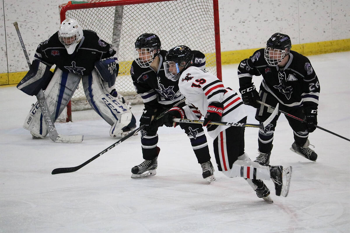 The North Okanagan Knights and Kelowna Chiefs played through double overtime to a rare stalemate on Tuesday, Jan. 8, 2020. (Photo: Katherine Peters)
