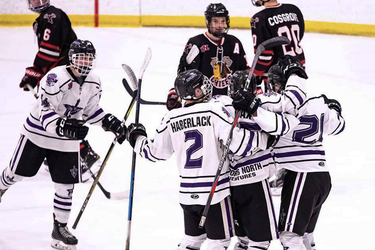The North Okanagan Knights defeated the Kelowna Chiefs 3-2 in overtime to take Game 1 of the first-round KIJHL playoff series Friday, Feb. 28, 2020. (North Okanagan Knights photo)