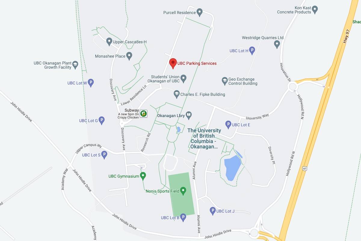 A petition has started online to improve parking services at the University of B.C. Okanagan in Kelowna. (Google Maps)