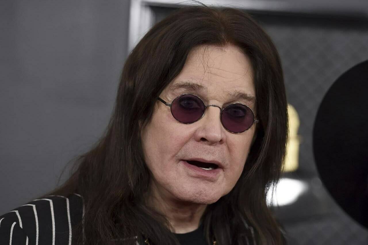FILE - Ozzy Osbourne arrives at the 62nd annual Grammy Awards at the Staples Center on Jan. 26, 2020, in Los Angeles. Osbourne announced the cancellation of his 2023 tour dates in the UK and continental Europe, in a statement issued on early Wednesday, Feb. 1, 2023. (Photo by Jordan Strauss/Invision/AP, File)
