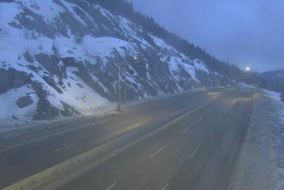The Coquihalla Highway is expecting 15 centimetres of snow on Friday night, Feb. 3. (DriveBC)