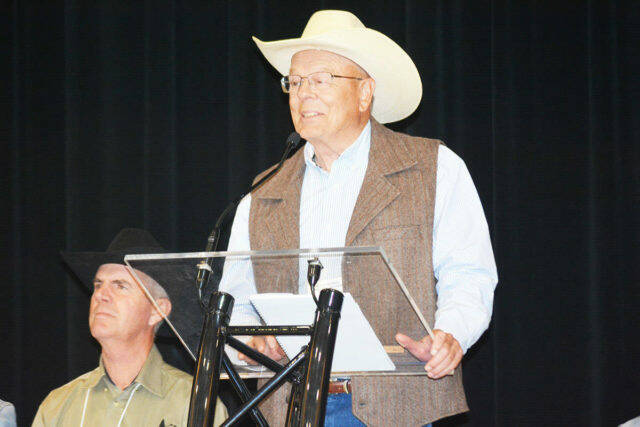Grant Huffman, chair of the Aboriginal Affairs Committee, gives a report to delegates during the last BC Cattlemen’s AGM held in Williams Lake back in 2019 (Monica Lamb-Yorski Photo)