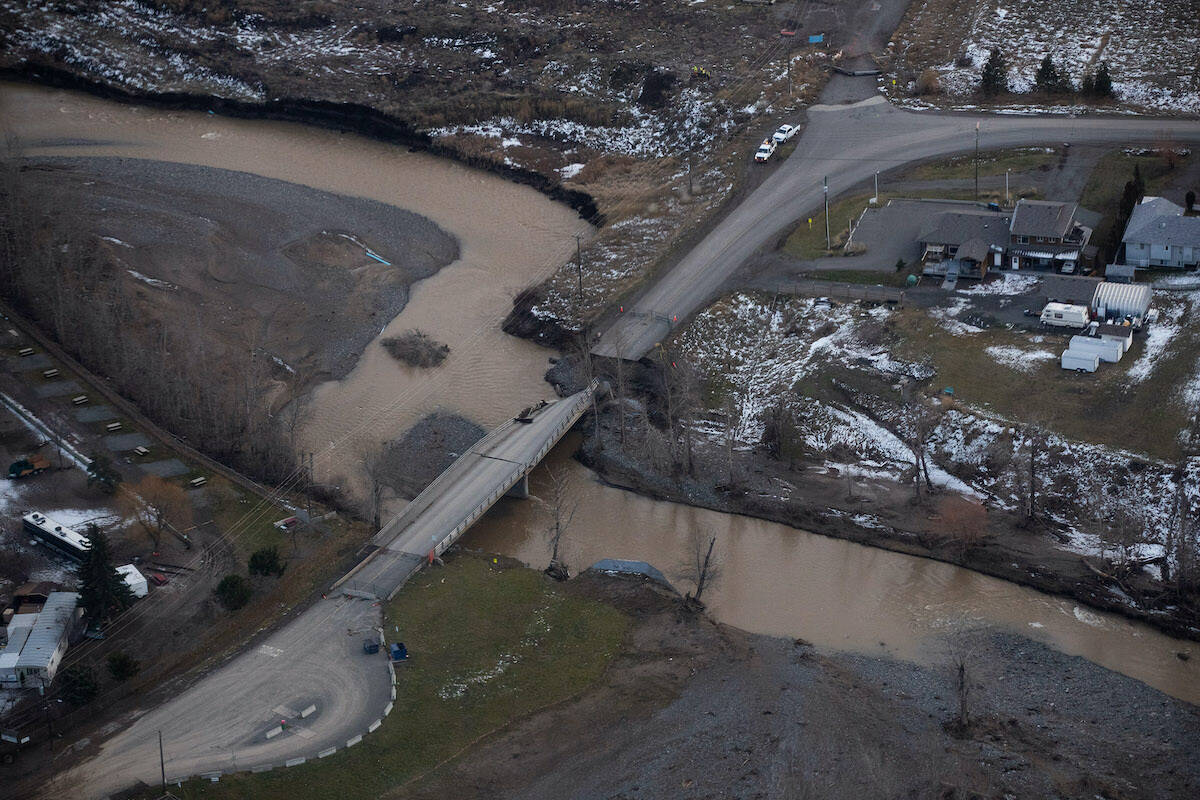 B.C. has received only 18 per cent of federal support to deal with the effects of the 2021 atmospheric river that caused flooding and landslides across the province, including Merritt. THE CANADIAN PRESS/Darryl Dyck