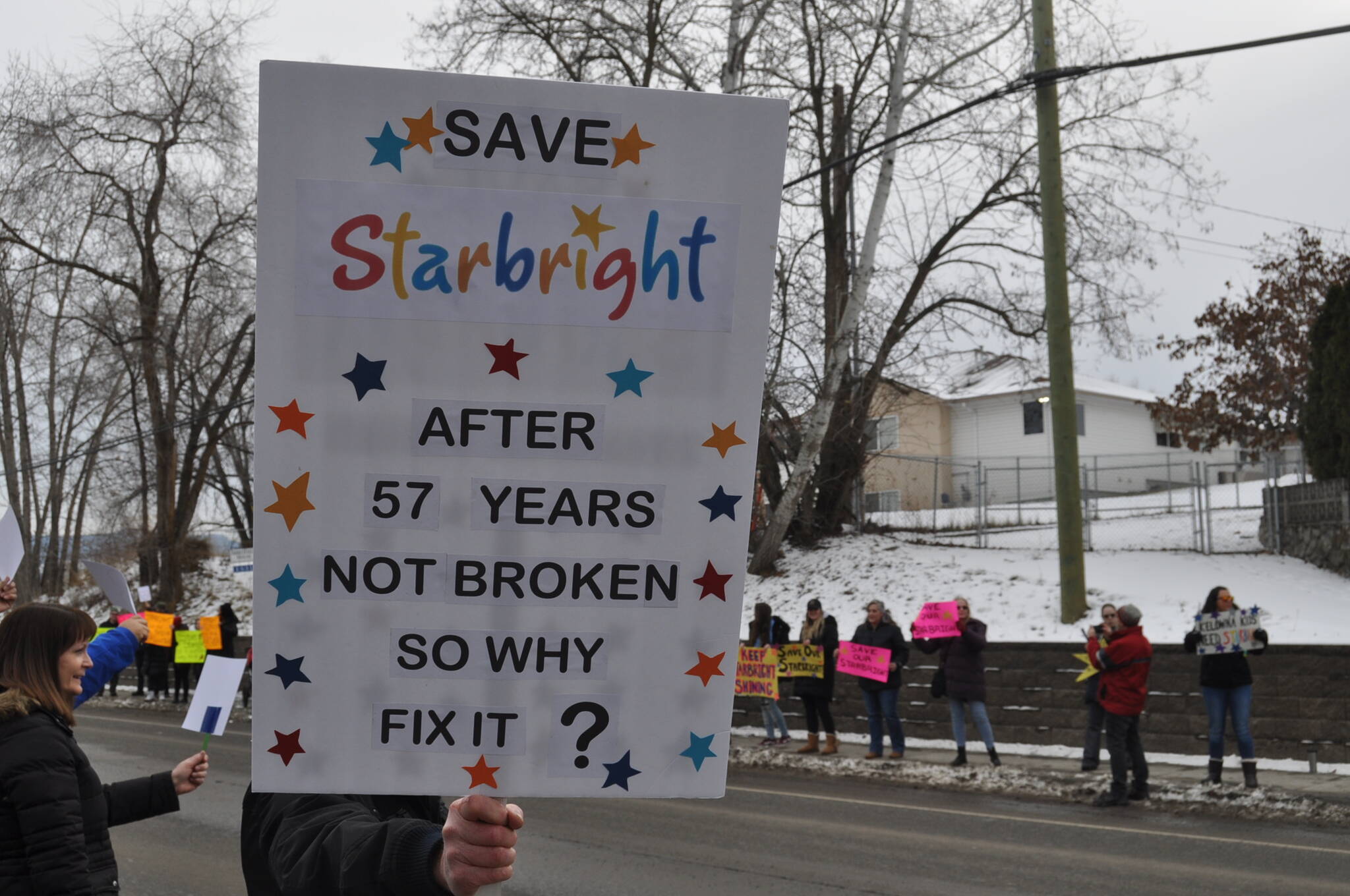 A crowd of around 150 people gathered at Starbright child development care centre to celebrate their new two-year extension but also to continue their fight to keep the centre alive. (Jordy Cunningham/Capital News)
