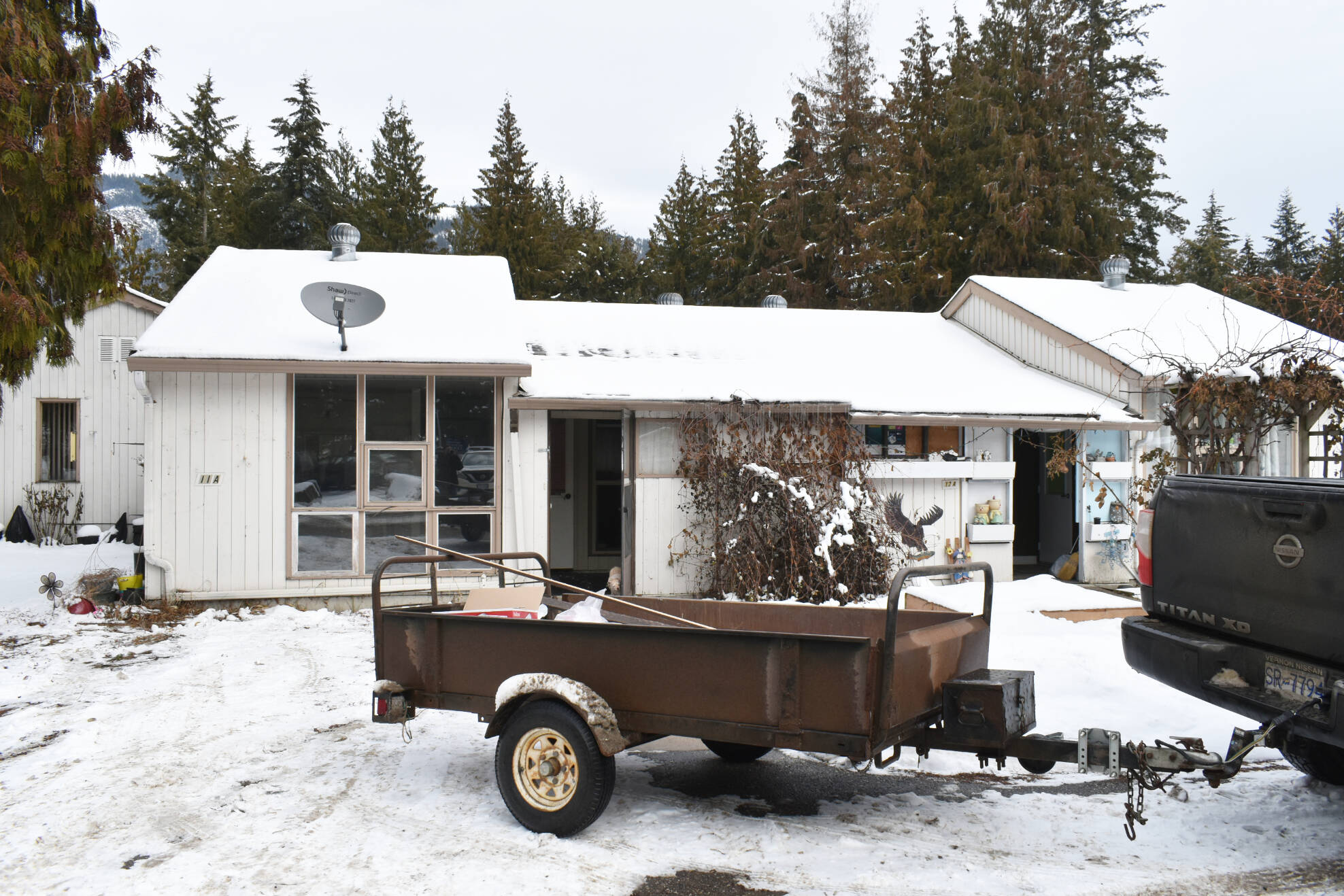 The empty trailer before a unit at The Haven in Sicamous was stripped of old carpeting and baseboards. (Rebecca Willson- Eagle Valley News)