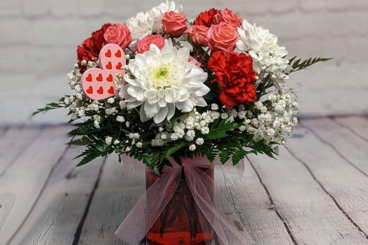 Bouquets with thought are a hot topic in florals this year leading into the busiest single day in sales – Valentine’s Day, according to a Victoria senior floral designer. (Courtesy Brown’s the Florist)