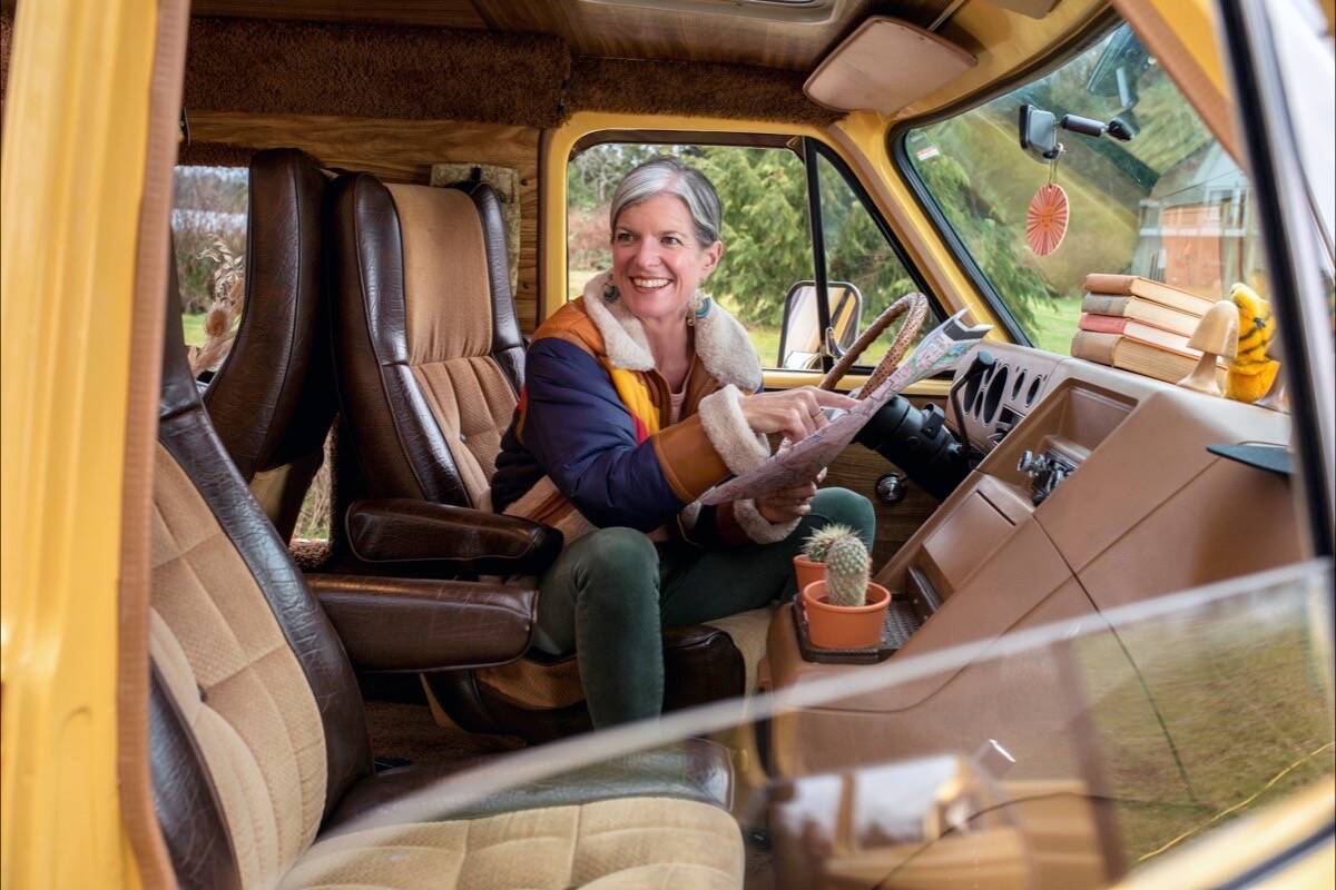 Mandy Farmer takes the wheel of Hotel Zed’s new retro ride aka The Shaggin’ Wagon. (Submitted photo)