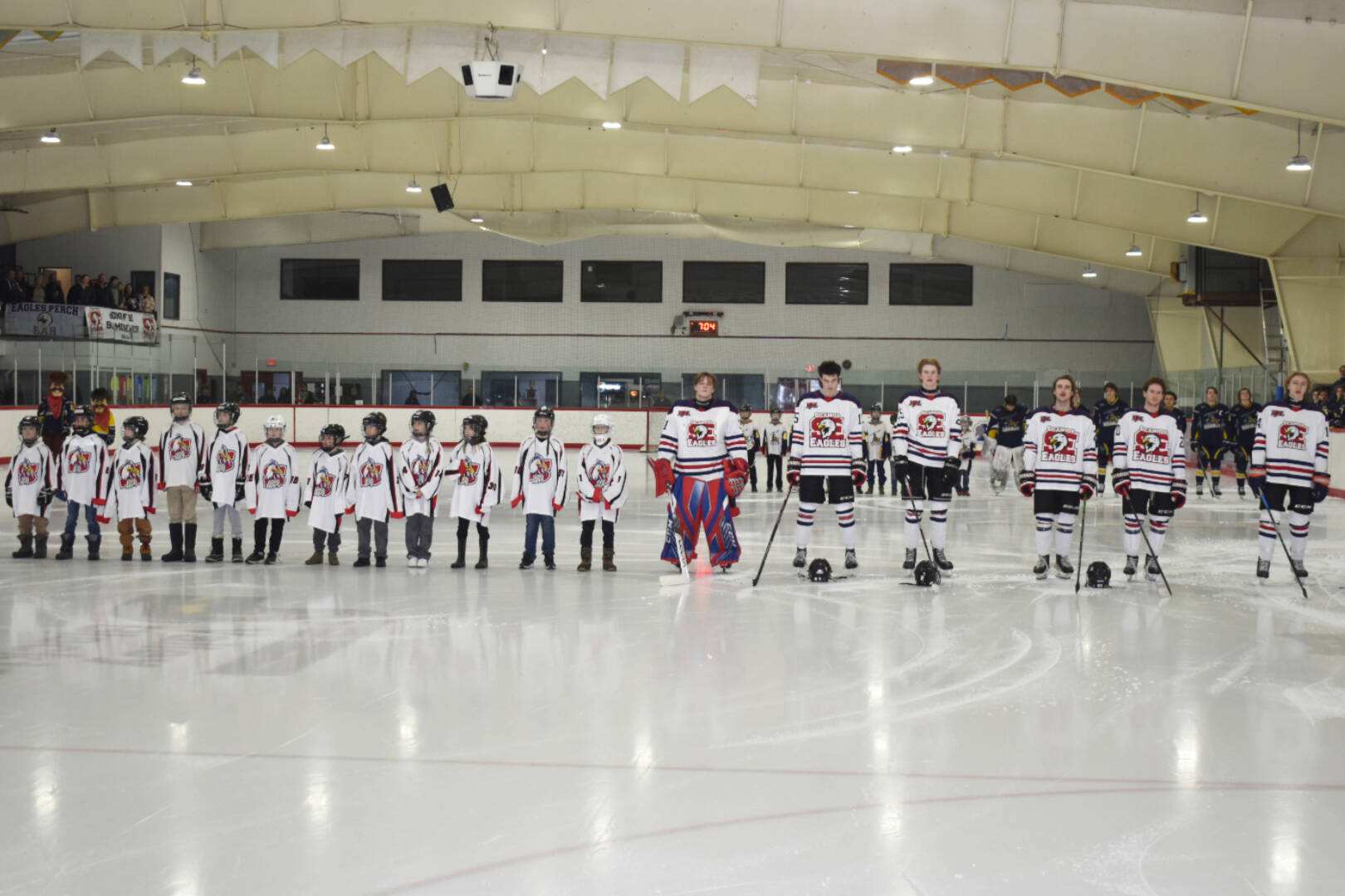 The Sicamous Eagles played the 100 Mile House Wranglers on Friday, Jan. 20 and had an ineligible player on the ice. The Eagles’ forfeited the game and head coach Nick Deschenes was given a one-game suspension for the error. (Rebecca Willson- Eagle Valley News)