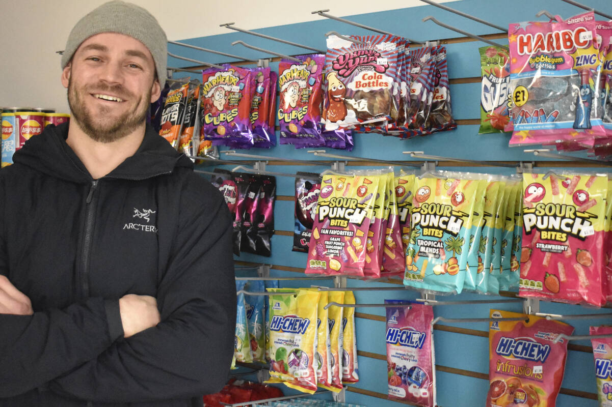 Josh Franks, the owner of Exotix Candy, pictured inside his newly-open store in the 500-block of Penticton’s Main Street. (Logan Lockhart/Western News)