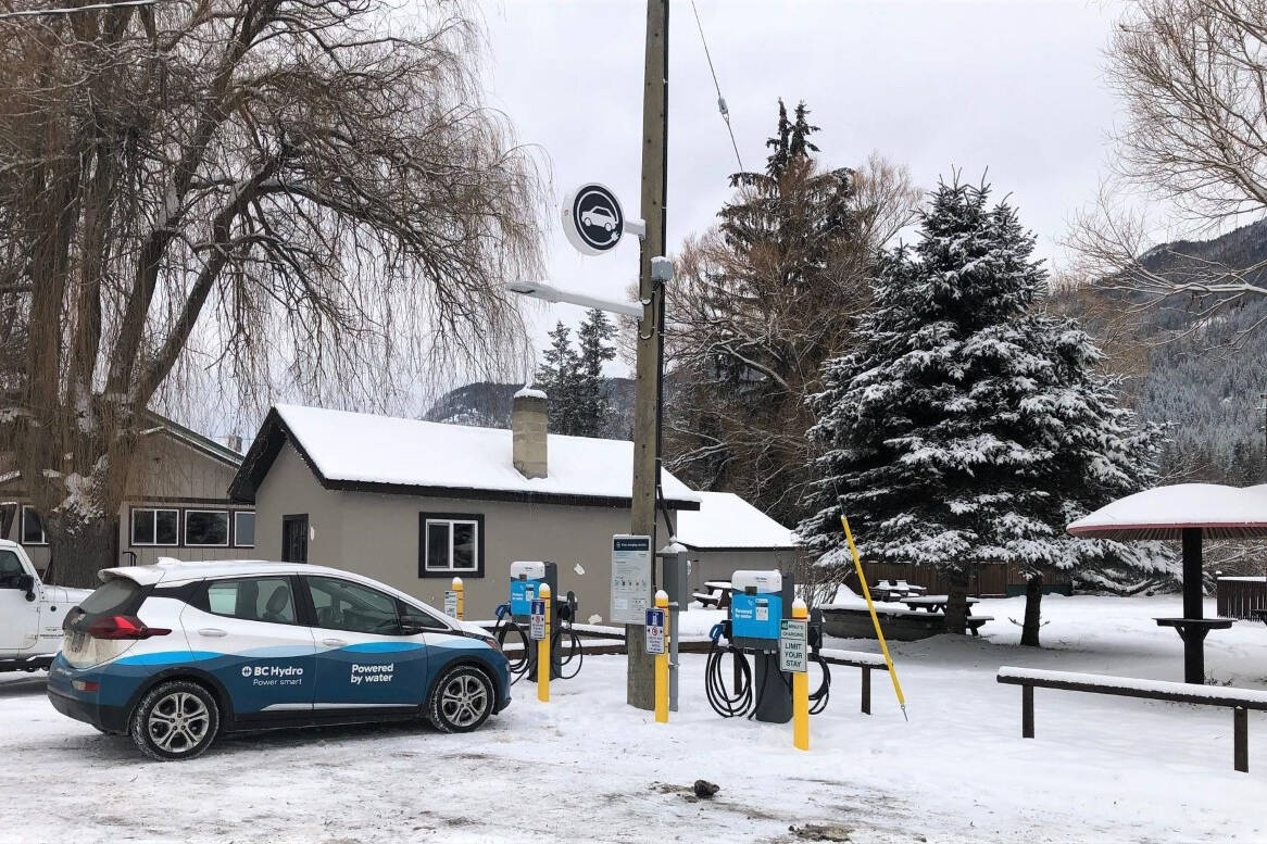 A new electric vehicle charging station is up and running in Cherryville near Highway 6 and Sugar Lake Road, BC Hydro announced Thursday, Feb. 9, 2023. (BC Hydro photo)