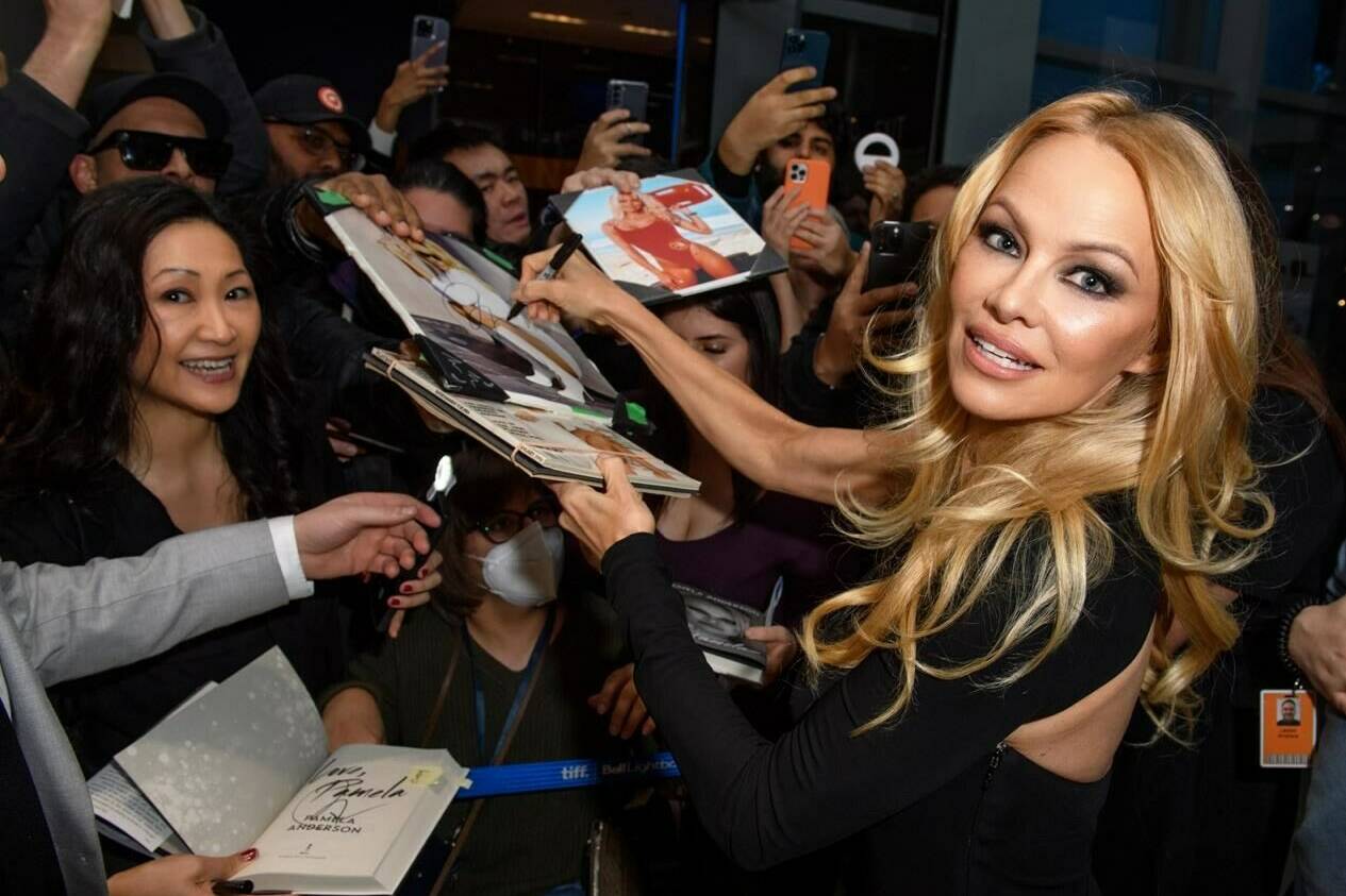 Pamela Anderson attends “Pamela, a Love Story” Toronto Special Screening held at the TIFF Bell Light Box in Toronto on Tuesday, February 7, 2023. Anderson says she’s not looking for sympathy, nor for any apologies for the myriad career indignities she details in her recently released memoir and documentary.THE CANADIAN PRESS/HO, George Pimentel