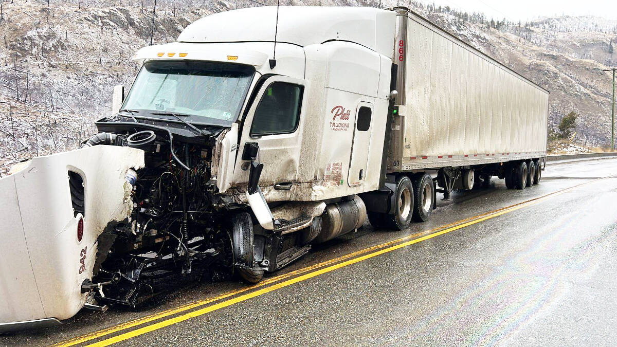 The semi-truck involved in a fatal accident on Highway 5. (Skilled Truckers Canada photo)