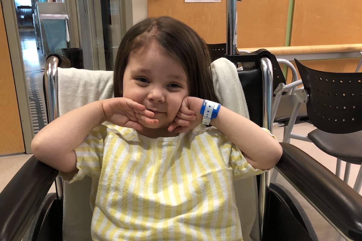 Starla Szarek celebrated her fourth birthday at B.C. Children’s Hospital on Feb. 12 as she prepares for chemotherapy treatments to begin this week. (Contributed)