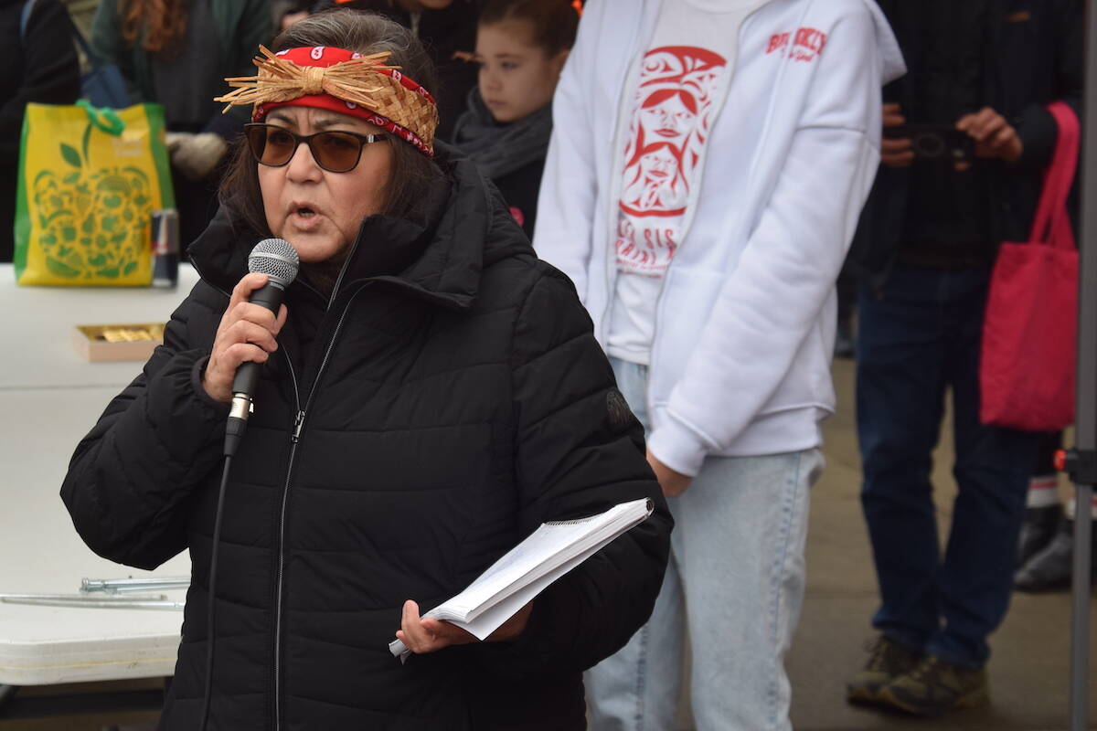 Stolen Sisters Memorial March committee member Sheila Jones spoke at their 13th annual march on Feb. 12. (Brendan Mayer/News Staff)