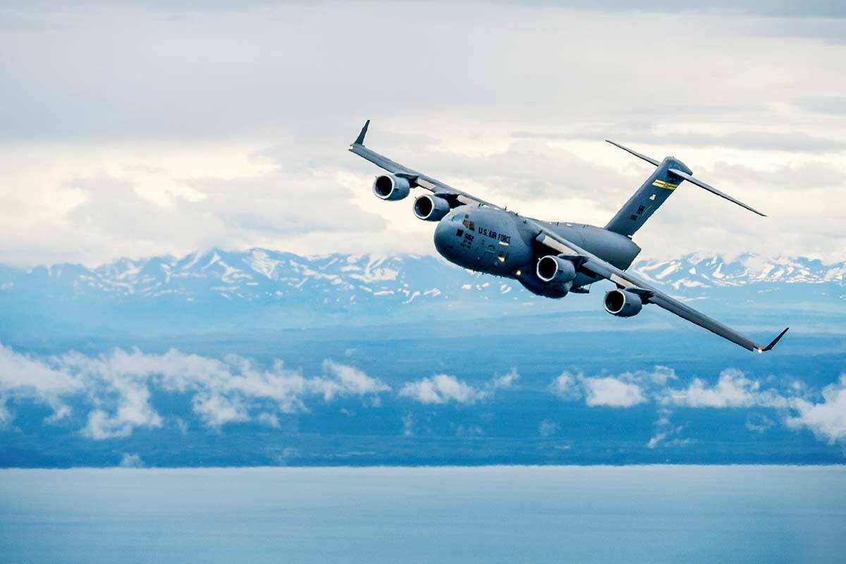 A U.S. Air Force C-17 Globemaster III participates in exercise Amalgam Dart July 6, 2022 out of Joint Base Elmendorf-Richardson, Alaska. On Feb. 15, NORAD aircrafts will be flying off the coasts of B.C. and Washington for an air defence exercise. (Credit: Master Sgt. Mysti Bicoy/ NORAD)