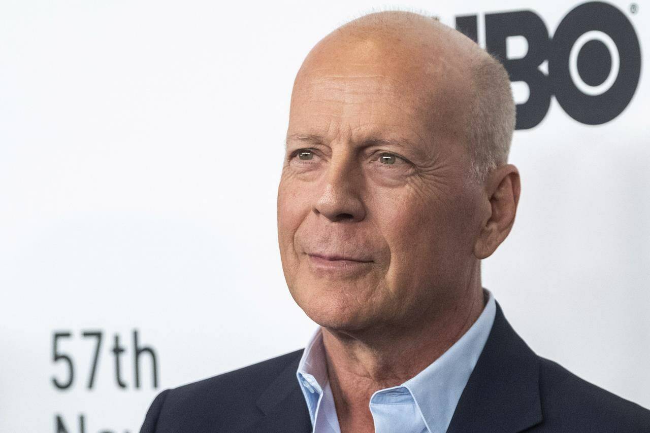 FILE - Bruce Willis attends a movie premiere in New York on Friday, Oct. 11, 2019. Nearly a year after Bruce Willis’ family announced that he would step away from acting after being diagnosed with aphasia, his family says his “condition has progressed.” In a statement posted Thursday, the 67-year-old actor’s family said Willis has a more specific diagnosis of frontotemporal dementia. (Photo by Charles Sykes/Invision/AP, File)