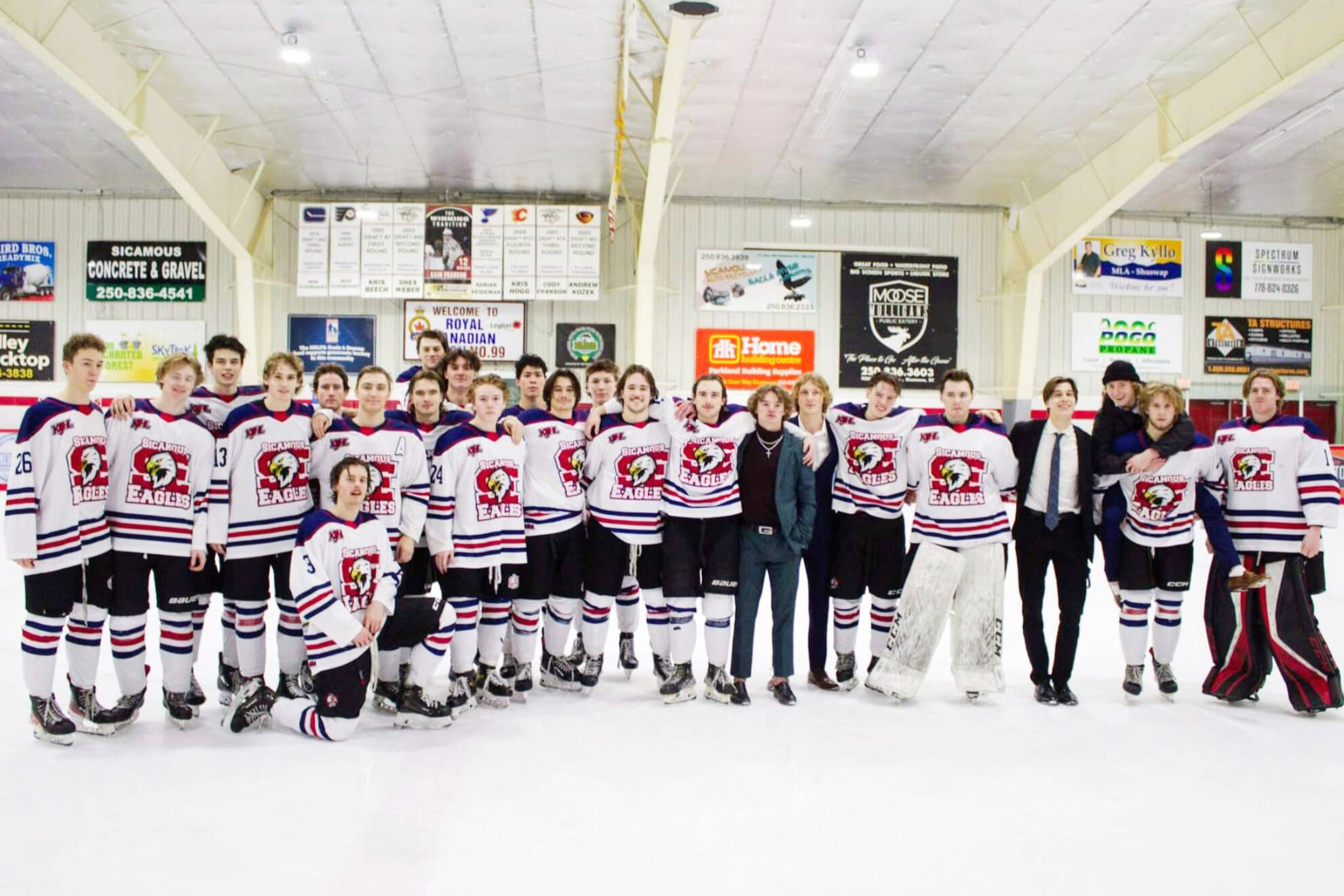 The Sicamous Eagles were recognized by the KIJHL, with a Top Defenceman honour for Nicholas Hughes and head coach Nick Deschenes receiving the Coach of the Year award. (Sicamous Eagles- Facebook)