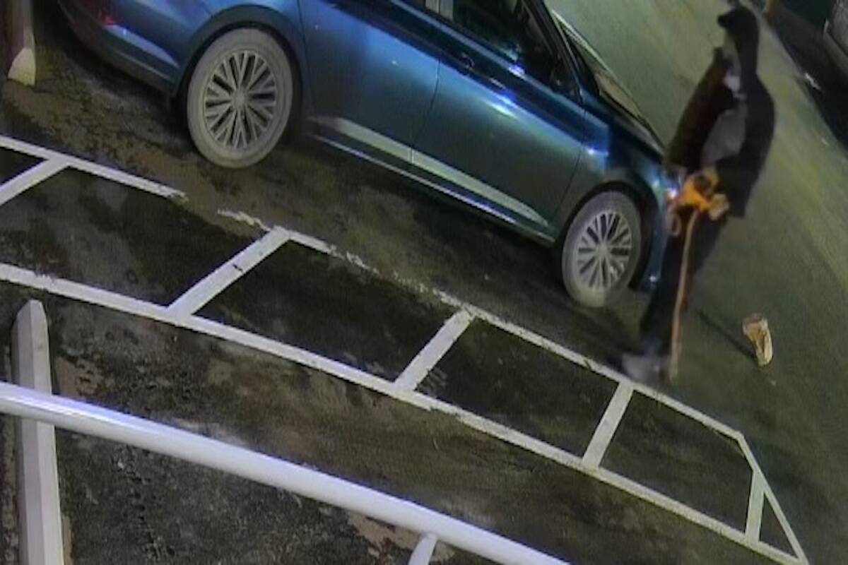 The Keremeos public is to look out for a metallic blue, newer model BMW sedan that could be in connection to recent catalytic converter thefts in town. (Keremeos RCMP)