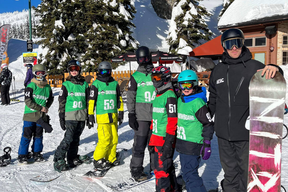 Members of the Apex Freestyle Snowboard Club (AFSC) at the Big White Resort southeast of Kelowna. (Submitted)
