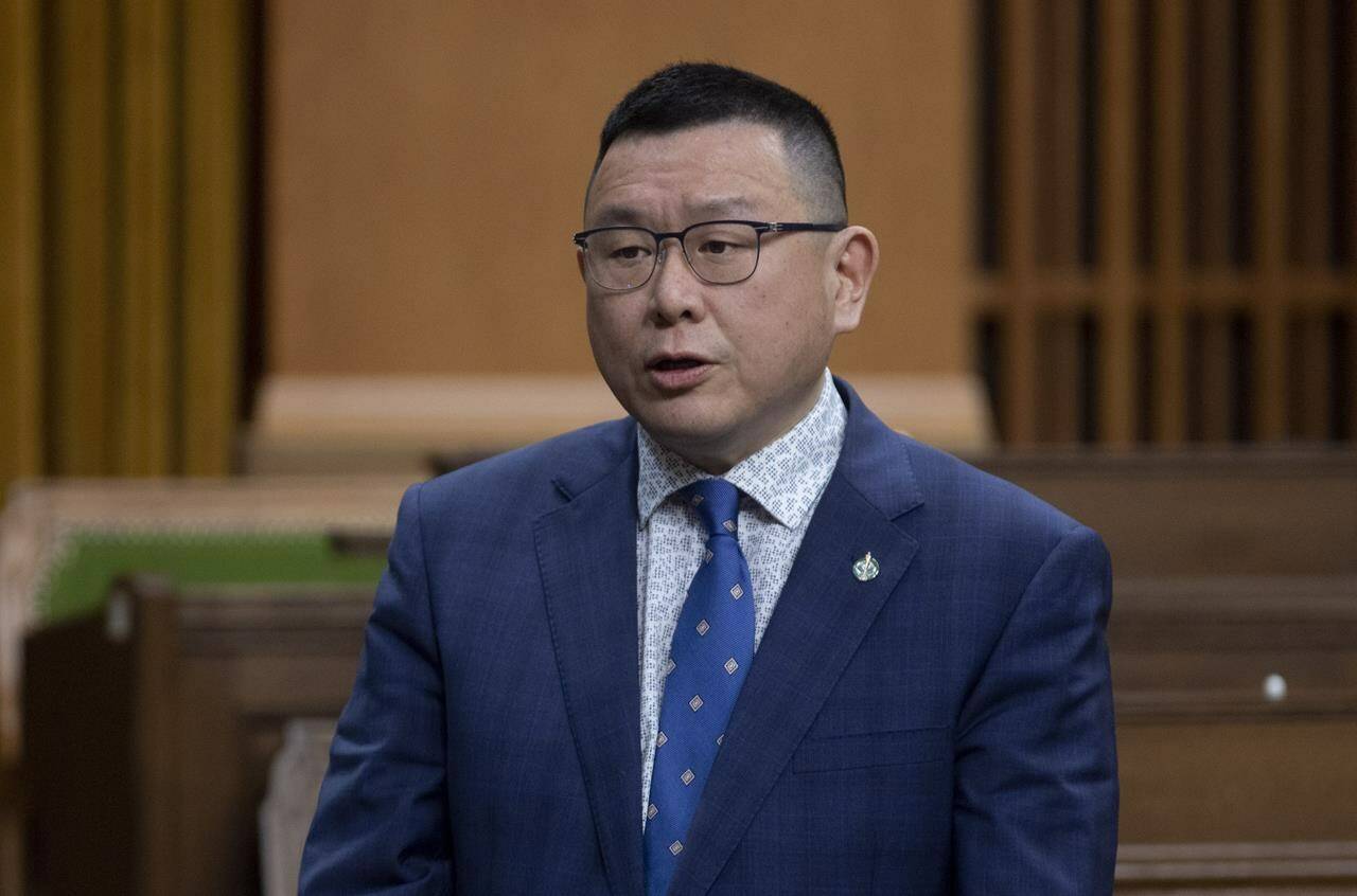 Former Conservative MP Kenny Chiu says he fears Canada has become an “open market” for foreign governments to sway elections after being named in a newspaper report as the target of an alleged campaign by Chinese diplomats to defeat him. Chiu rises during Question Period in the House of Commons on April 13, 2021 in Ottawa. THE CANADIAN PRESS/Adrian Wyld