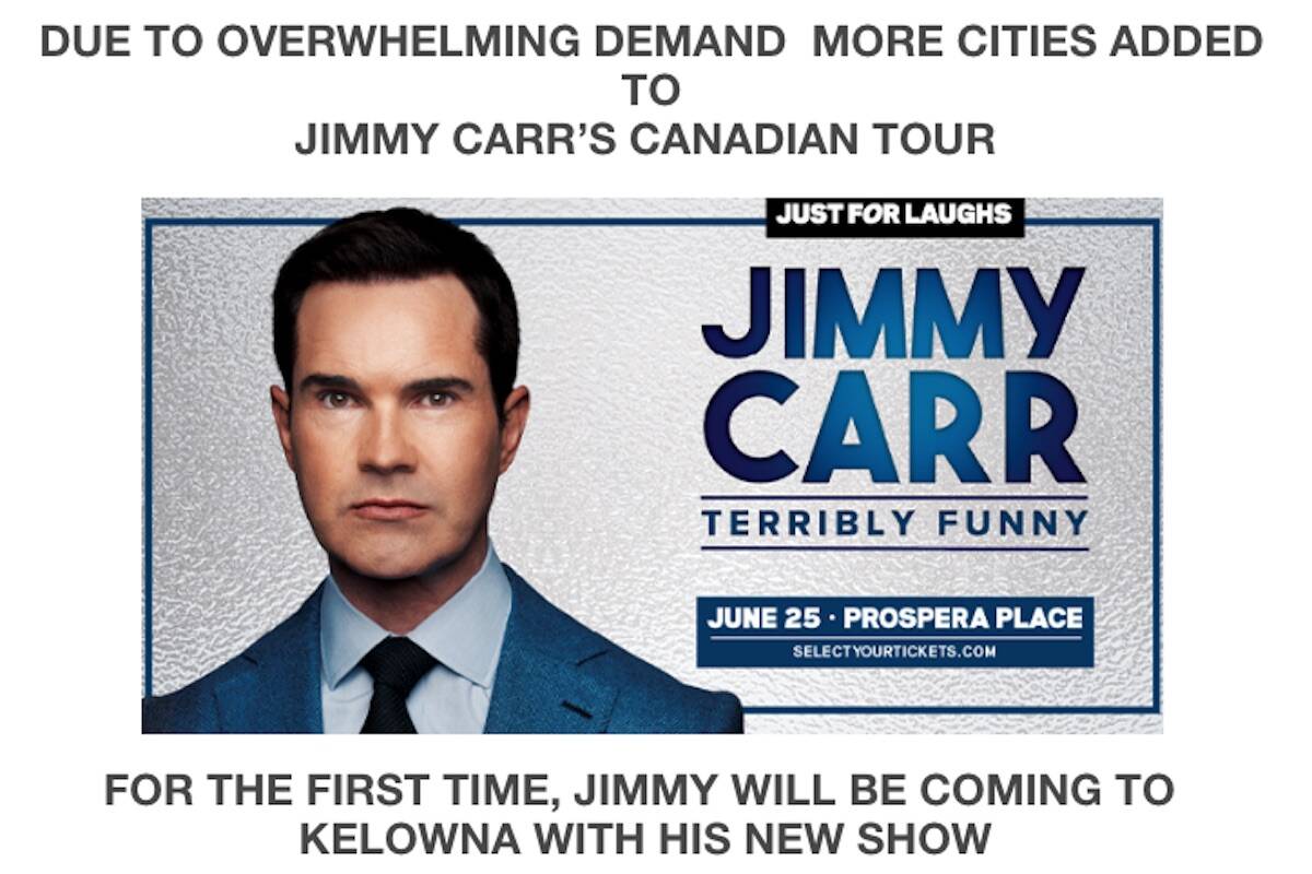 Jimmy Carr performs at Prospera Place in Kelowna on June 25, 2023. (Contributed)