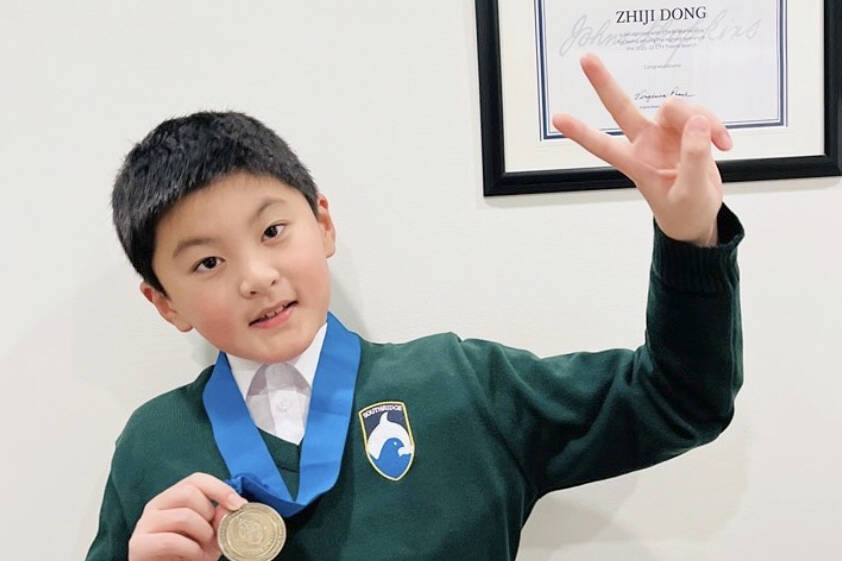 South Surrey Grade 3 student Zhiji Dong has been honoured by Johns Hopkins Center for Talented Youth as “one of the brightest students in the world.” (Contributed photo)