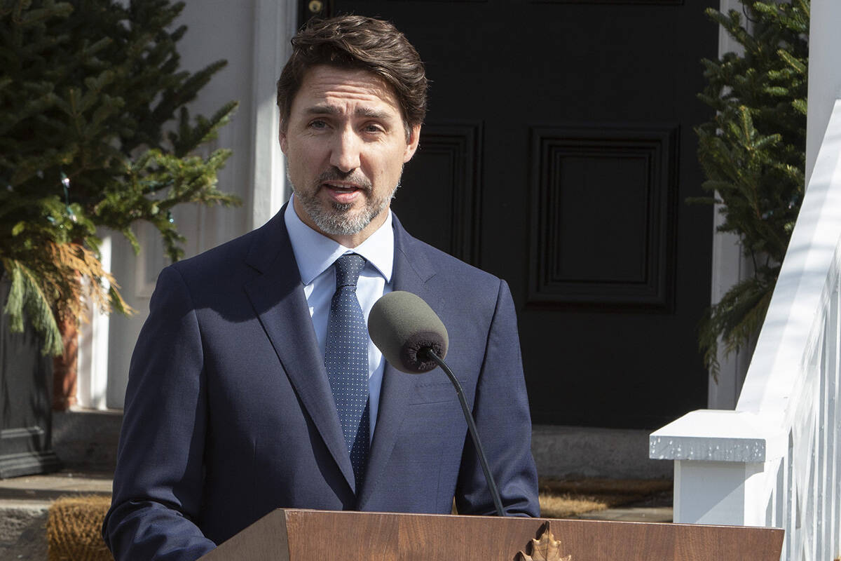 Prime Minister Justin Trudeau holds a news conference at Rideau cottage in Ottawa, on Friday, March 13, 2020. THE CANADIAN PRESS/Fred Chartrand
