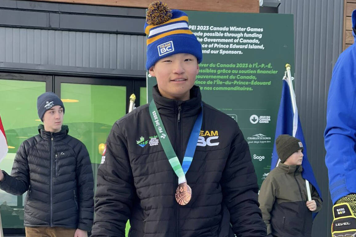 West Kelowna sit skier Samuel Peters won bronze for B.C. in men’s Para-Alpine Skiing’s super giant slalom event Wednesday, March 1, at the Canada Winter Games in PEI. (Facebook photo)