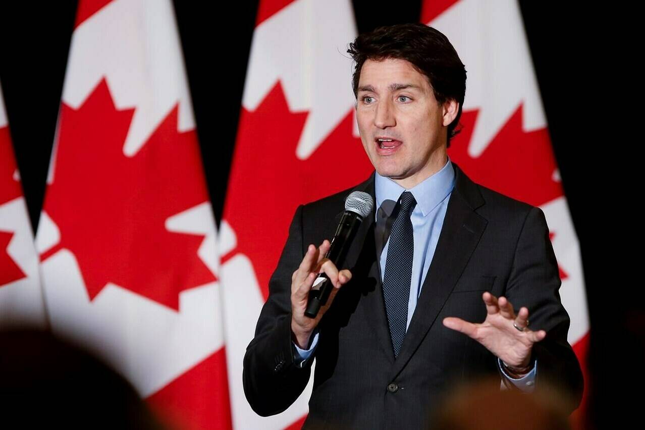 Prime Minister Justin Trudeau speaks at a Liberal party fundraising event at the Hotel Fort Garry in Winnipeg, Thursday, March 2, 2023. Trudeau says he is “as surprised as” B.C. Premier David Eby is after a firm received Health Canada licence amendments to produce and sell cocaine. THE CANADIAN PRESS/John Woods