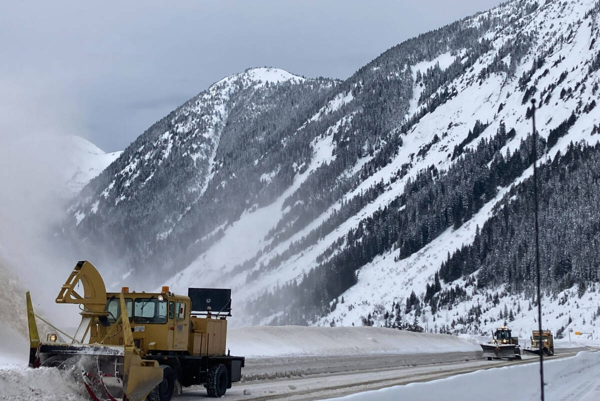 Highway 5 between Hope and Merritt remains closed Saturday due to extreme avalanche conditions. (Photo- B.C. Ministry of Transportation/Twitter)