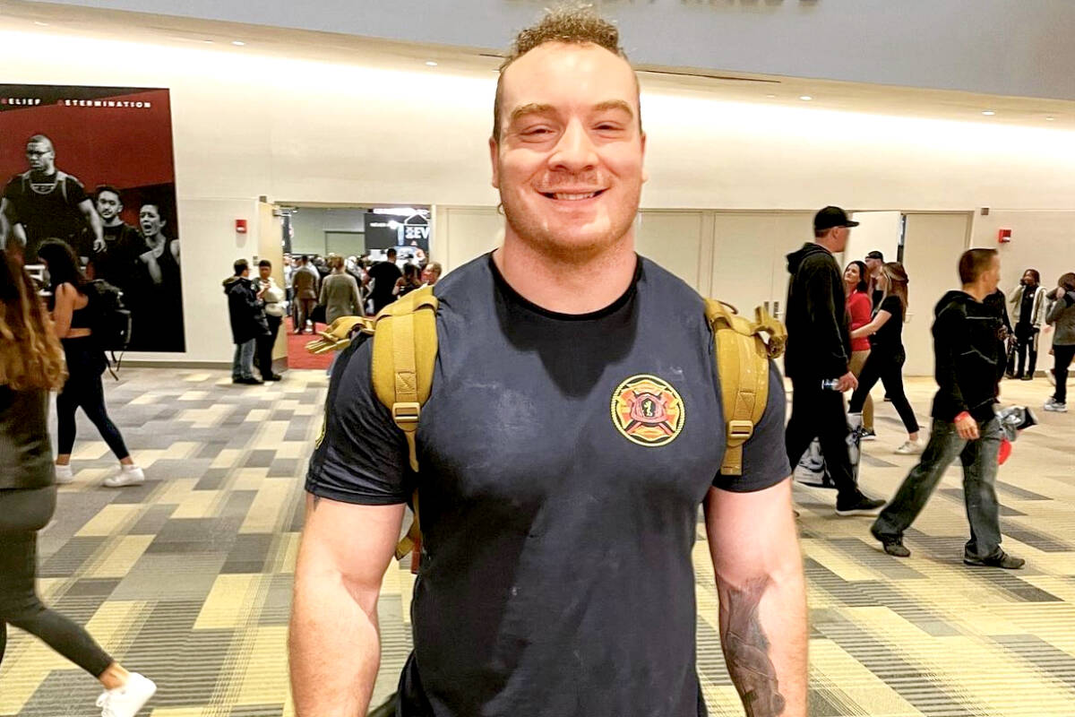 Cameron St. Amand competed as a finalist in the 2023 World’s Strongest Firefighter Contest. (Special to The News)