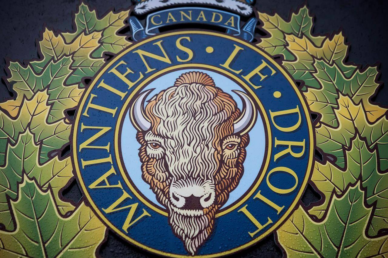 The RCMP logo is seen outside Royal Canadian Mounted Police “E” Division Headquarters, in Surrey, B.C., on Friday April 13, 2018. The RCMP says it has opened an investigation into possible violations of the Security of Information Act concerning recent media reports about alleged foreign interference. THE CANADIAN PRESS/Darryl Dyck