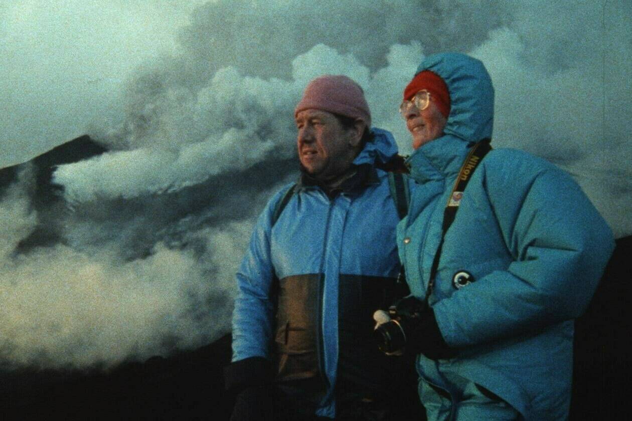 Maurice (left) and Katia Krafft are shown in the documentary “Fire of Love.” “Fire of Love,” the Oscar-nominated documentary about two French volcanologists, begins with a walk. THE CANADIAN PRESS/HO-National Geographic Documentary Films
