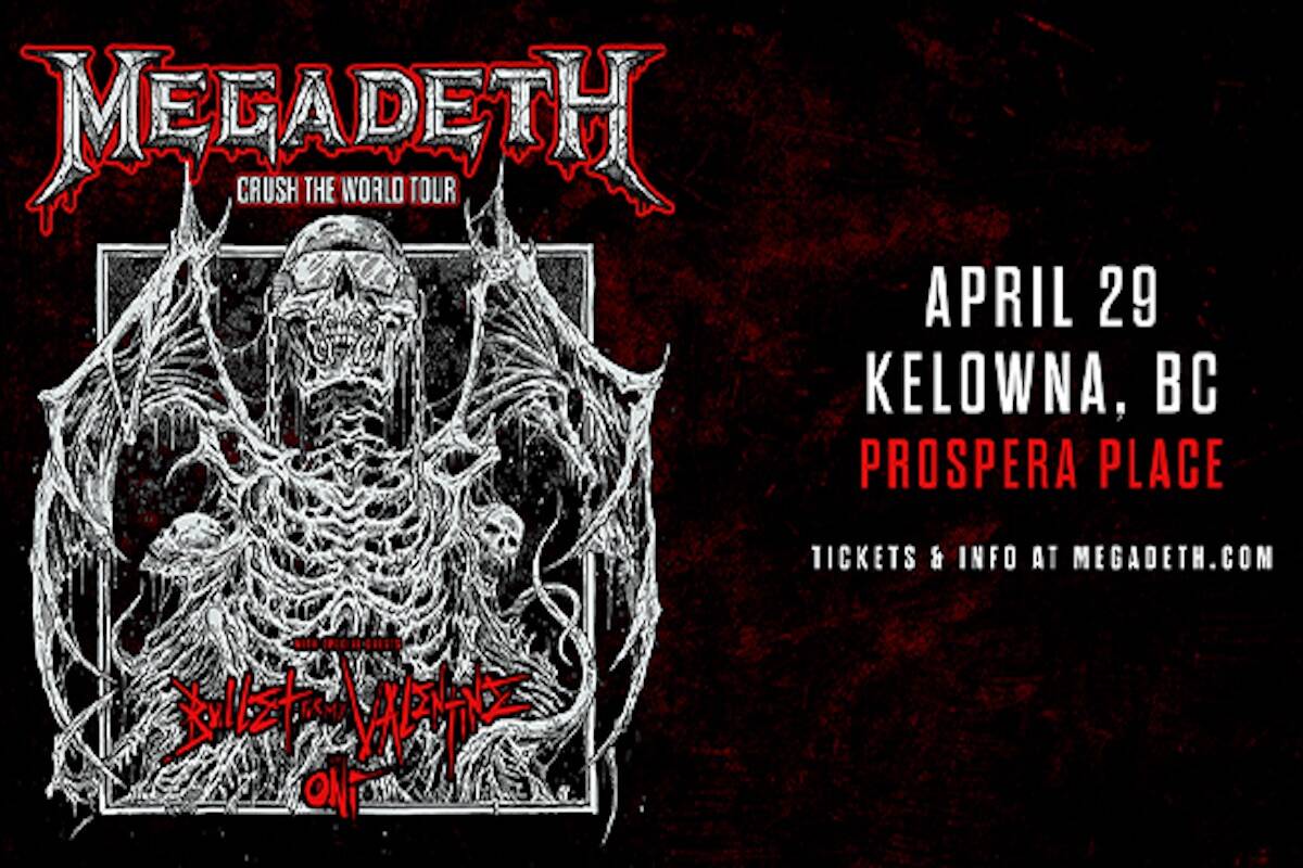 Megadeth brings its Crush the World Tour to Kelowna’s Prospera Place on April 29, 2023. (Contributed)