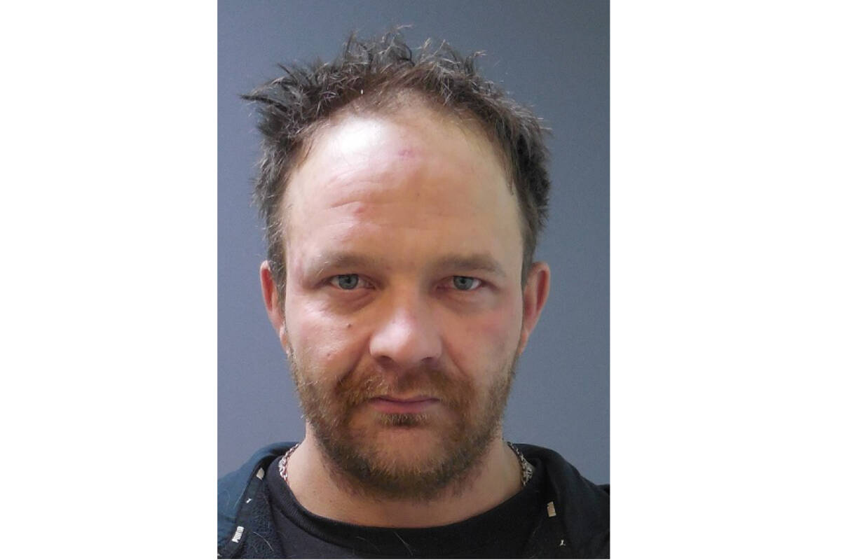 Creston RCMP are seeking public assistance in locating Chad Meszarosi who is wanted on 32 separate charges. RCMP handout.