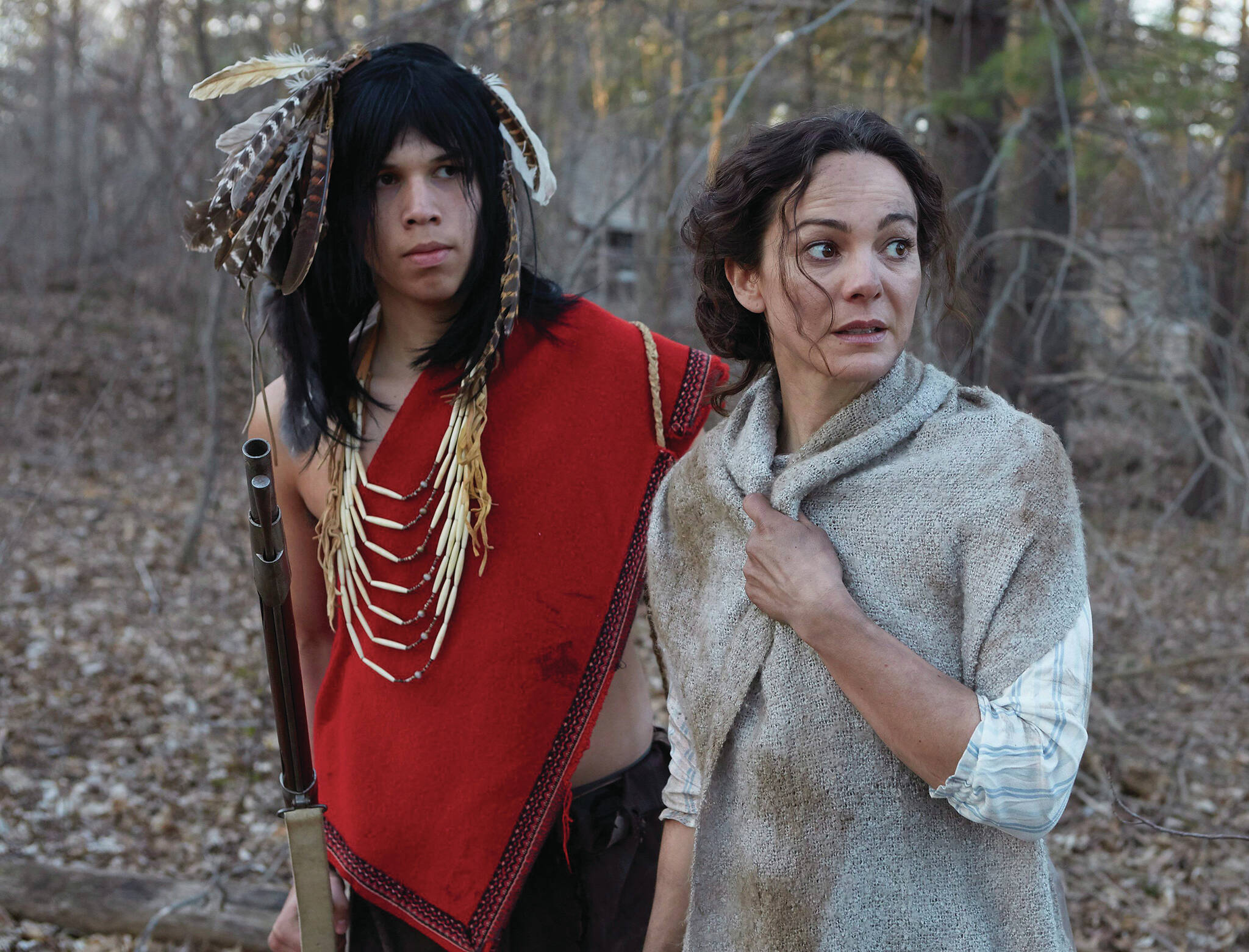 Actors portraying Laura Secord and Cayuga warrior John Tutela are shown in a scene from the CBC docu-drama “Canada:The Story of Us.” What was Secord’s accomplishment in Canada’s history? (THE CANADIAN PRESS/HO-CBC)