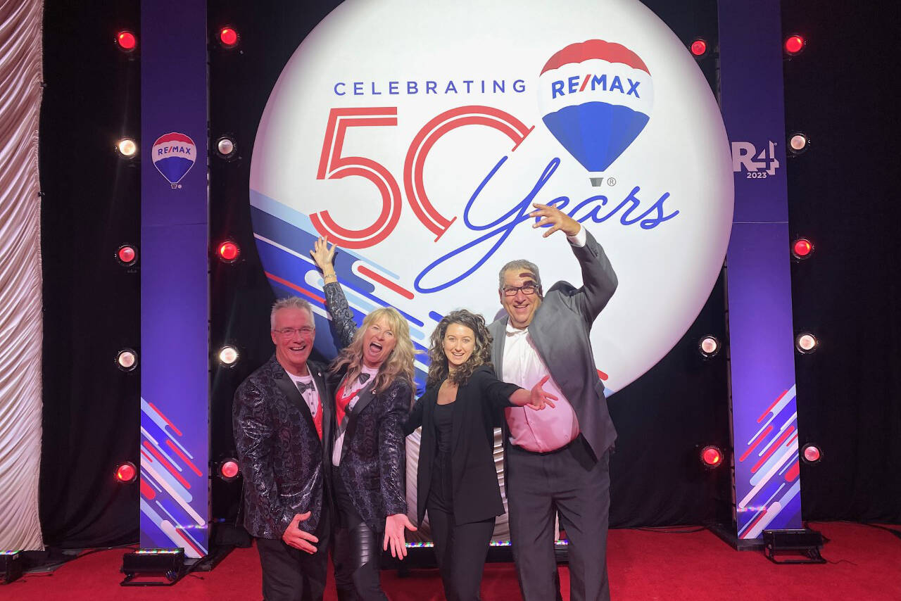 Left to right: Gordon Fowler, Lisa Salt, Laura Reners and Glenn Beach. The realtors with RE/MAX Vernon Salt Fowler took home the Pinnacle Team Award at the RE/MAX International Conference, held in Las Vegas from Feb. 27 to March 1, 2023. (Submitted photo)