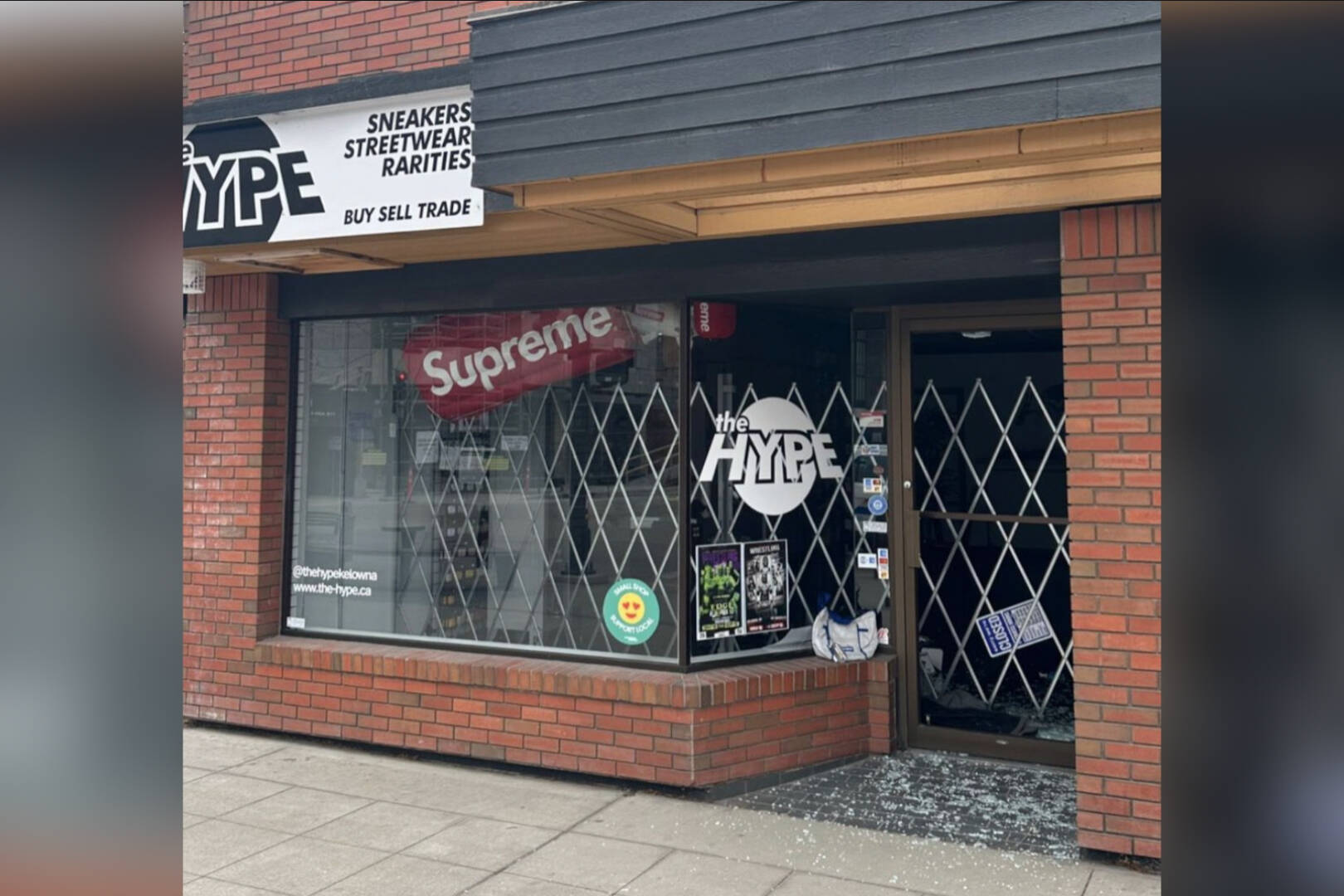 A man attempted to break into The Hype on Bernard Avenue in Downtown Kelowna but nothing was stolen. (@thehypekelowna/Instagram)